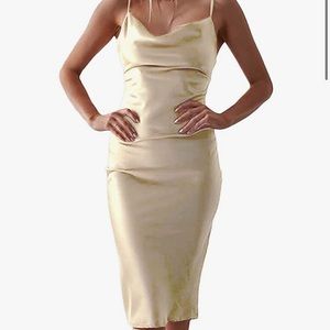Gold satin dress